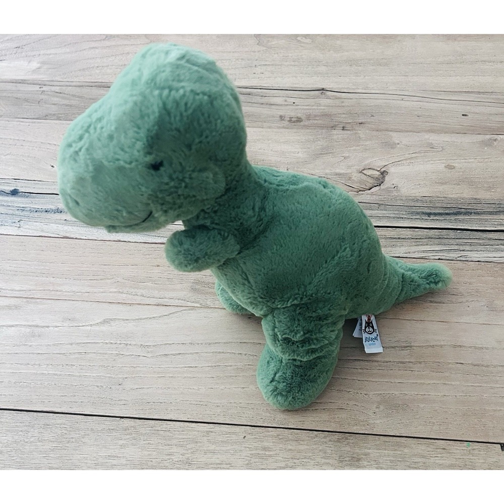 Jellycat London Fossily T-Rex Dinosaur Green Plush 11" Retired Soft